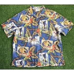 TOMMY BAHAMA Christmas Santa Camp Shirt Mens 2XL 100% Silk Aloha Hawaiian